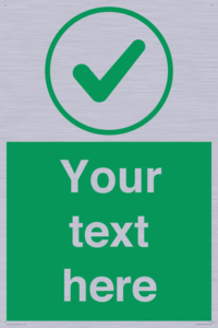 Custom green background, green tick in circle sign